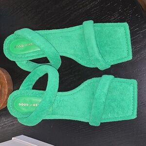 Good American Green Terry Heels